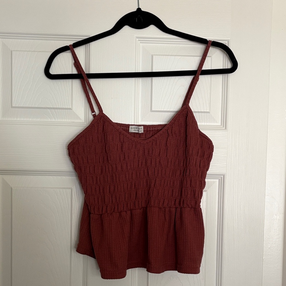 Women's Sleeveless Textured Top - Rust